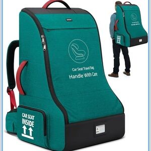 RAINSMORE Padded Car Seat Travel Bag for Airplane Heavy Duty Car Seat Backpack